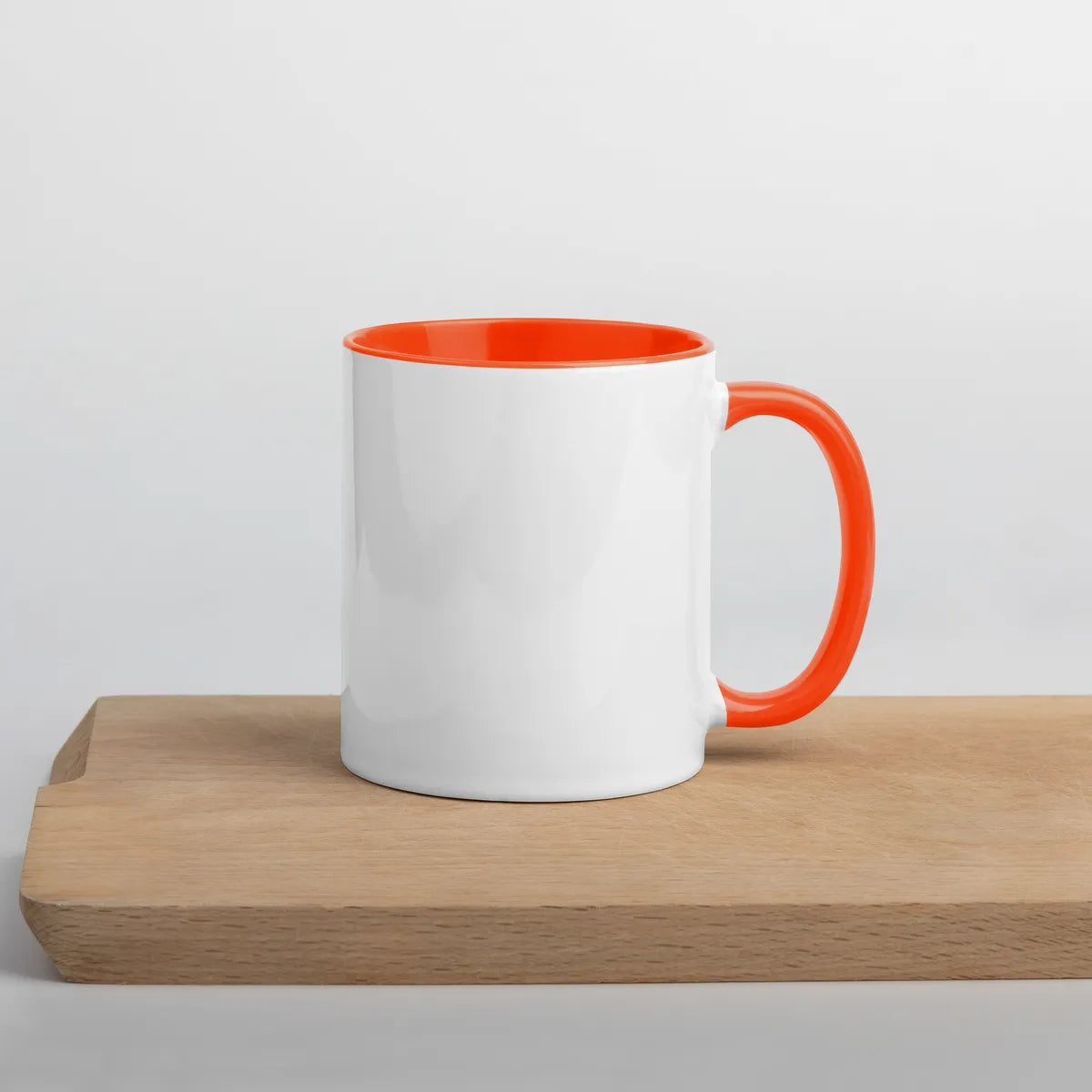 EL SOL Mug white with orange inside, right side on table