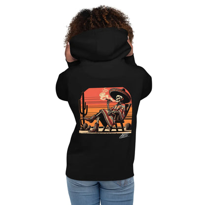 EL SOL Hoodie by Auto Beats in black back view on model