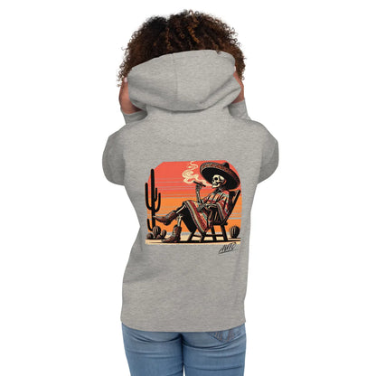 EL SOL Hoodie in carbon gray, back view on model