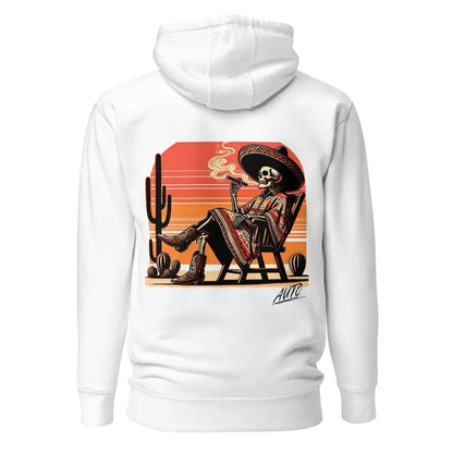 EL SOL Hoodie white, rear artwork print visible