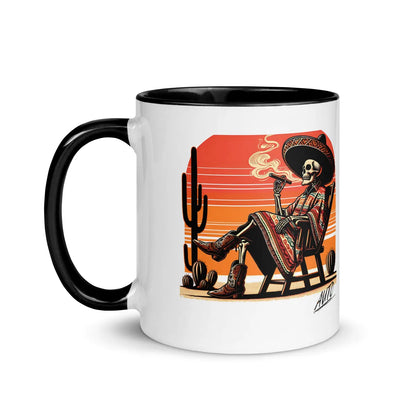 EL SOL Mug with black interior, side view on table