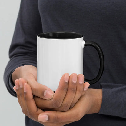 EL SOL Mug black interior, held in hand right side view