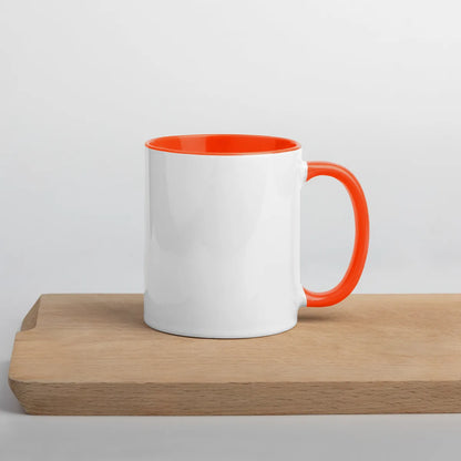 EL SOL Mug white with orange inside, right side on table