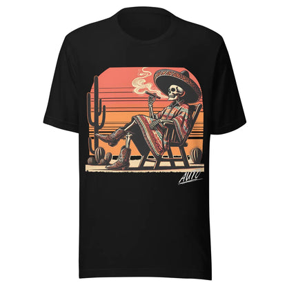 EL SOL T-shirt in black, close view of front design