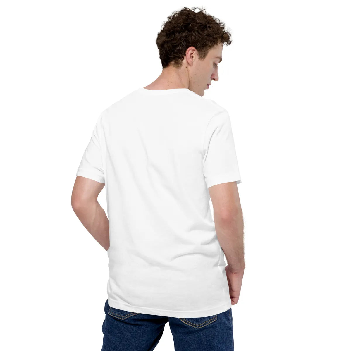White EL SOL T-shirt by Auto Beats, back view on model