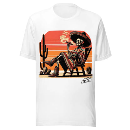 White EL SOL T-shirt, close view of front design